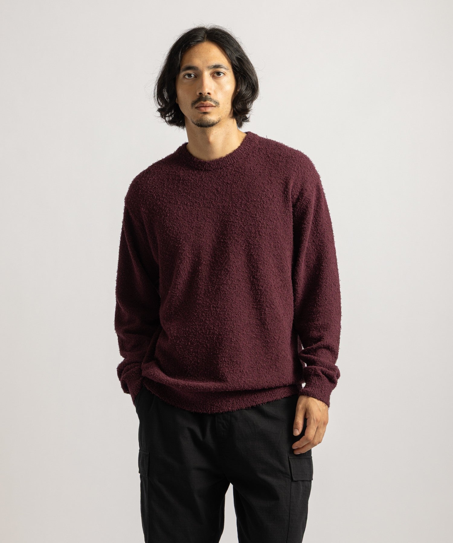 Saturdays NYC Greg Loop Yarn Sweater in Wine