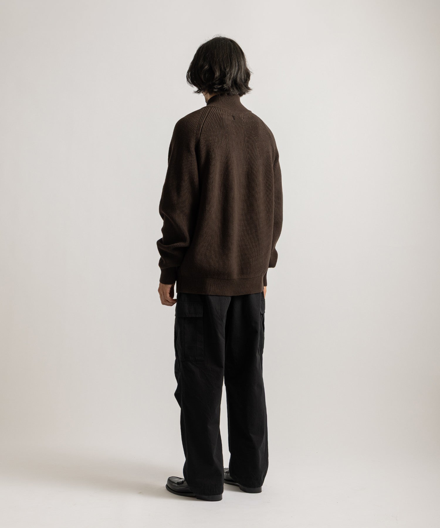 Saturdays NYC Henderson Zip Thru Knit in Dark Brown