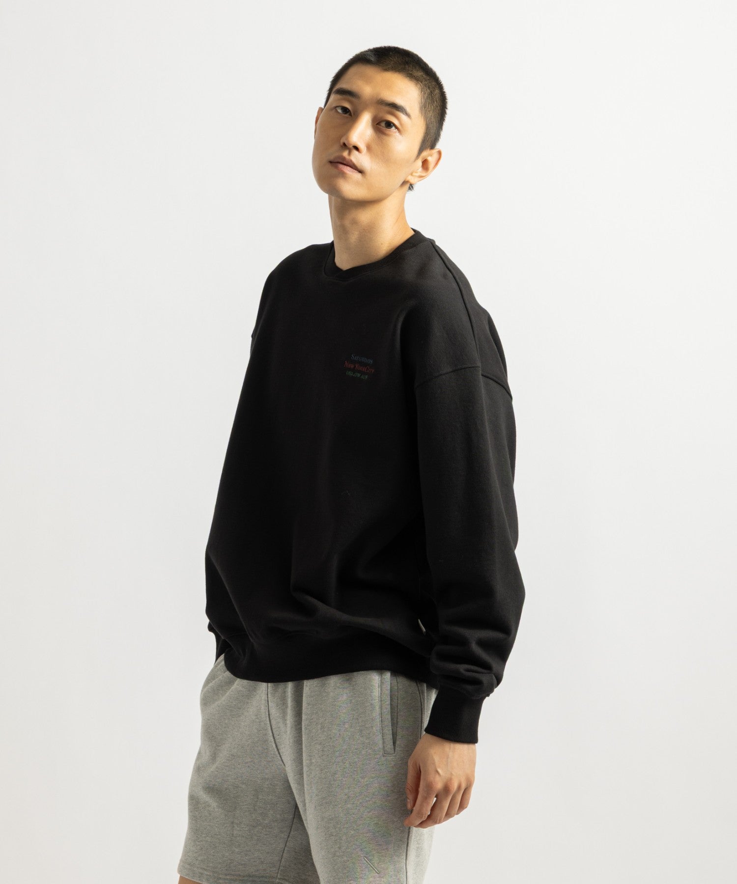 Saturdays NYC Bowery Loofah Collar Sweatshirt in Black