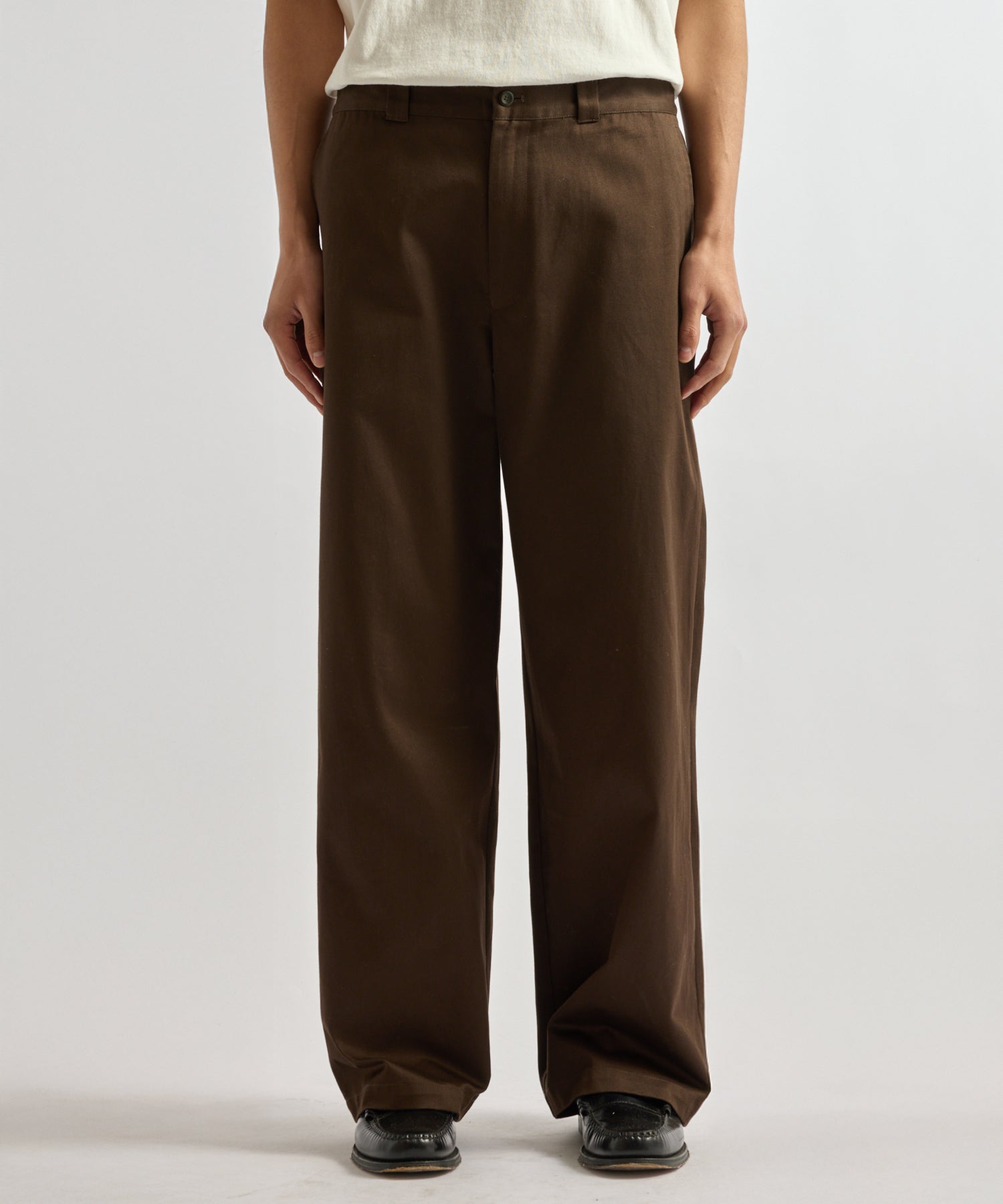 Saturdays NYC Ross Wide Chino Pant in Dark Brown