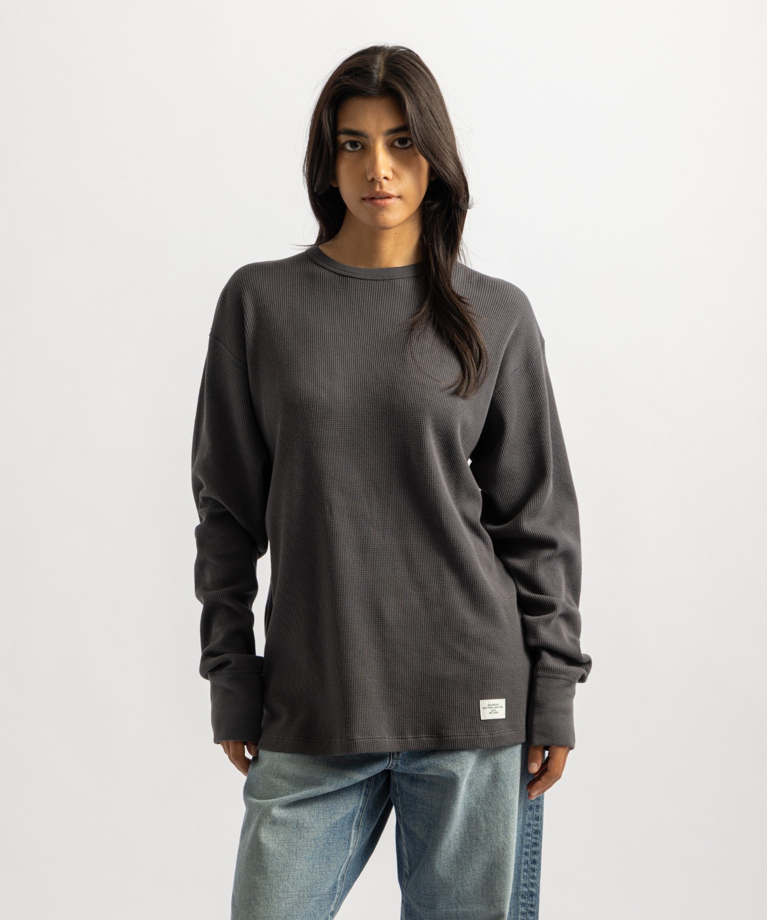 Hanes x Saturdays NYC Waffle Long Sleeve Tee 2-Pack in Off White and Gray