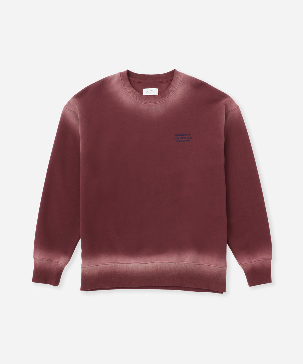 Saturdays NYC Ari Relaxed Faded Dye Sweatshirt in Wine