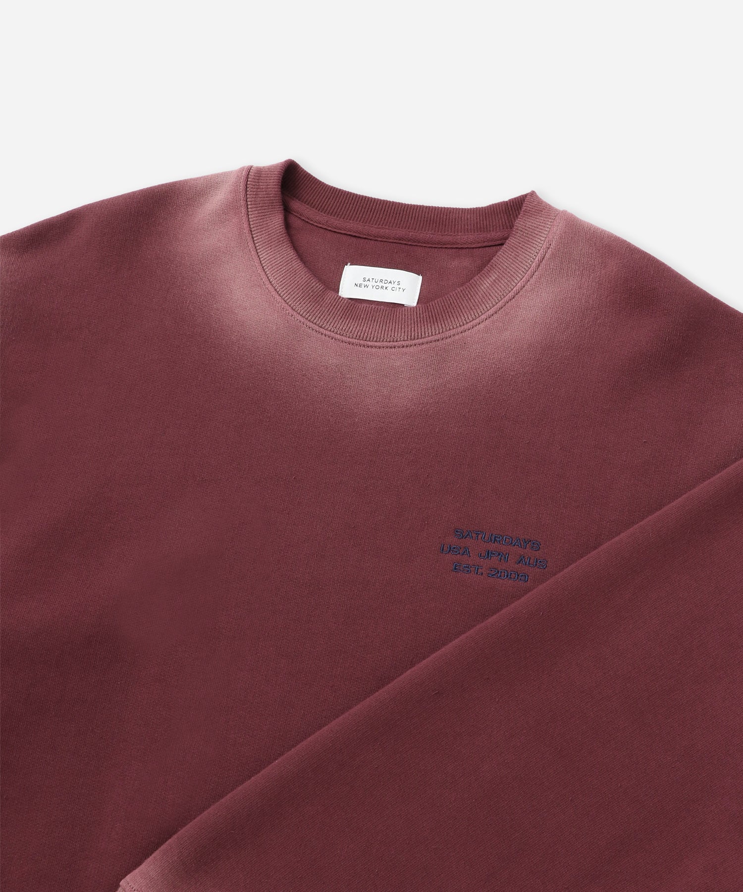 Saturdays NYC Ari Relaxed Faded Dye Sweatshirt in Wine
