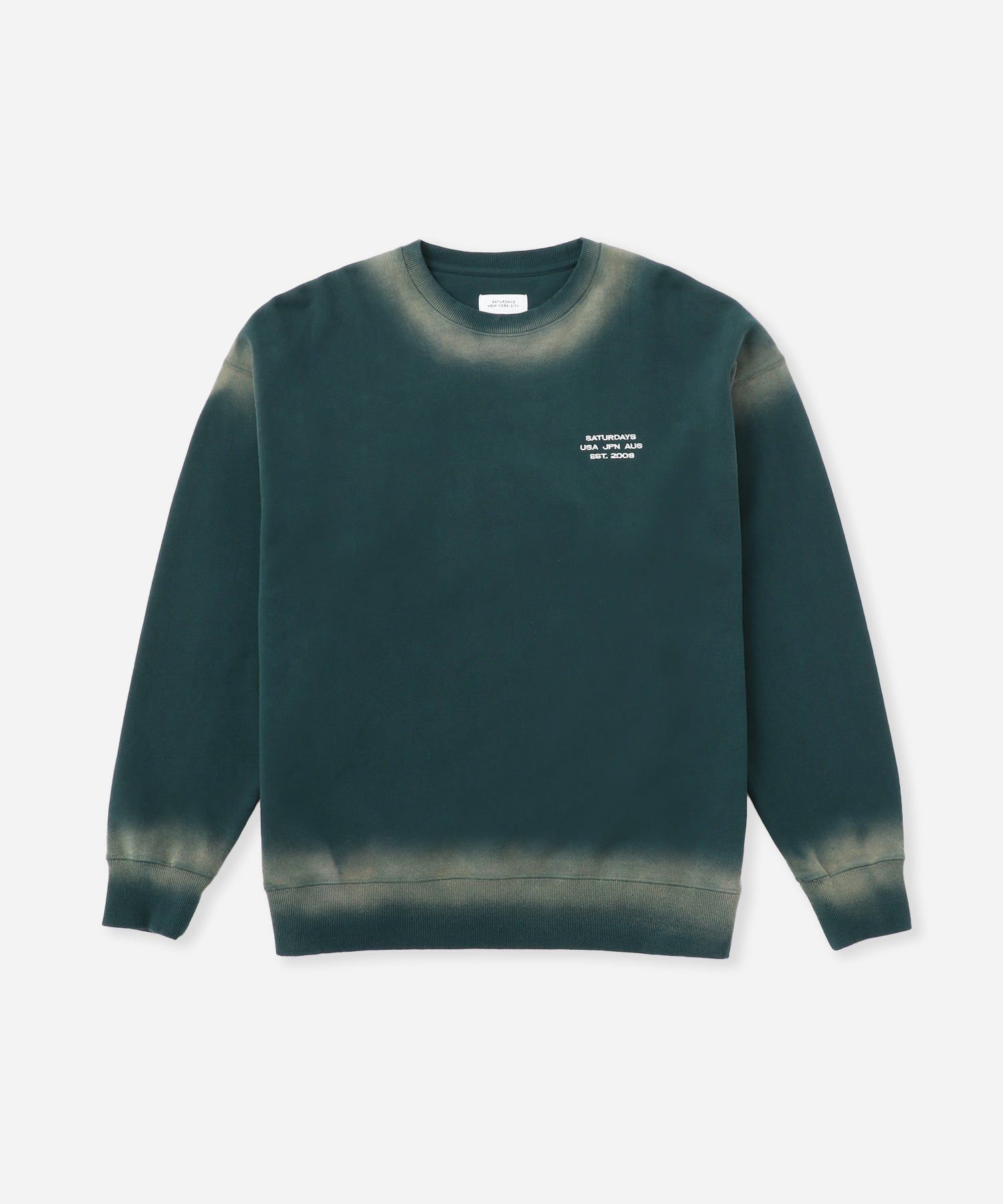 Saturdays NYC Ari Relaxed Faded Dye Sweatshirt in Green