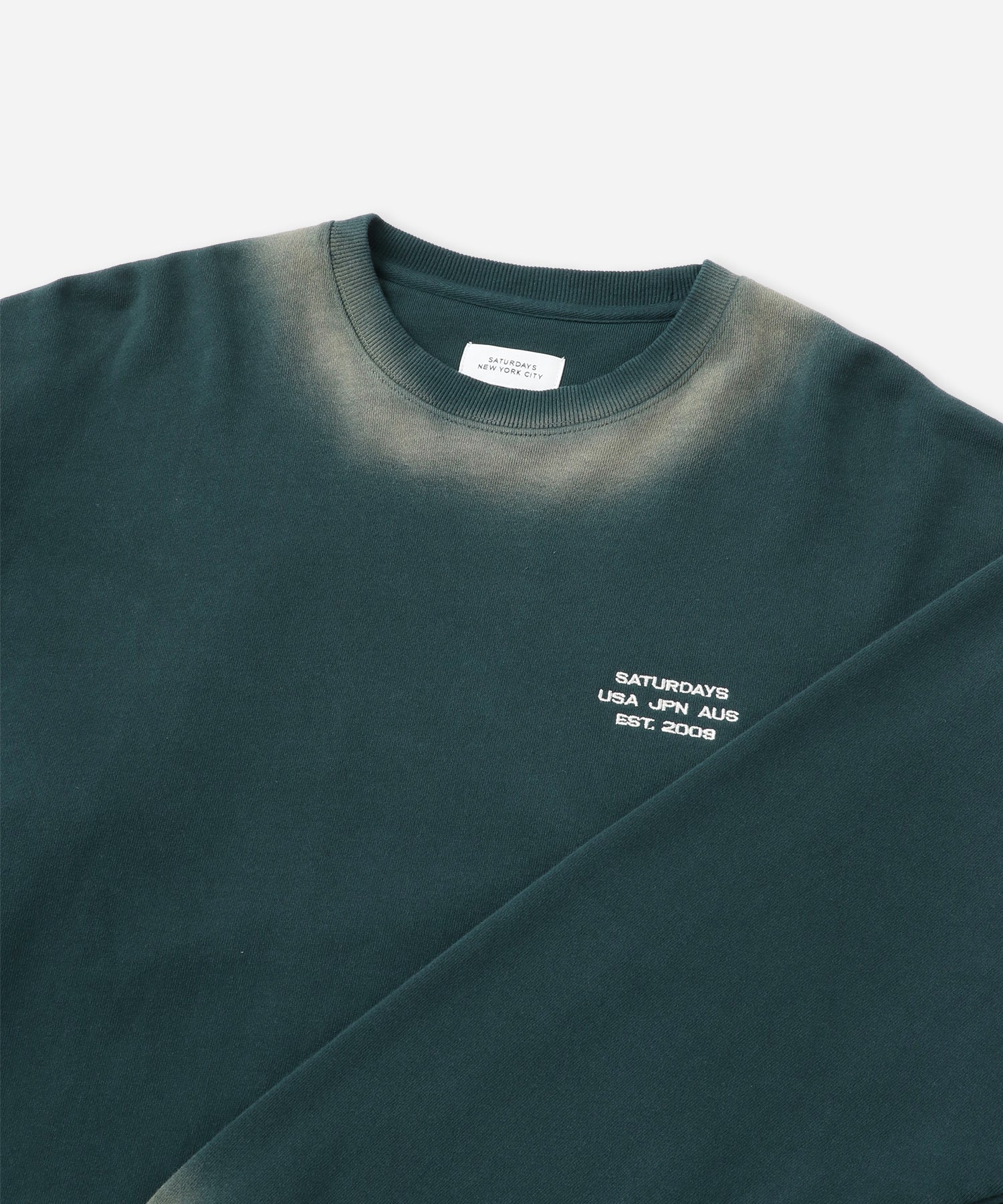 Saturdays NYC Ari Relaxed Faded Dye Sweatshirt in Green