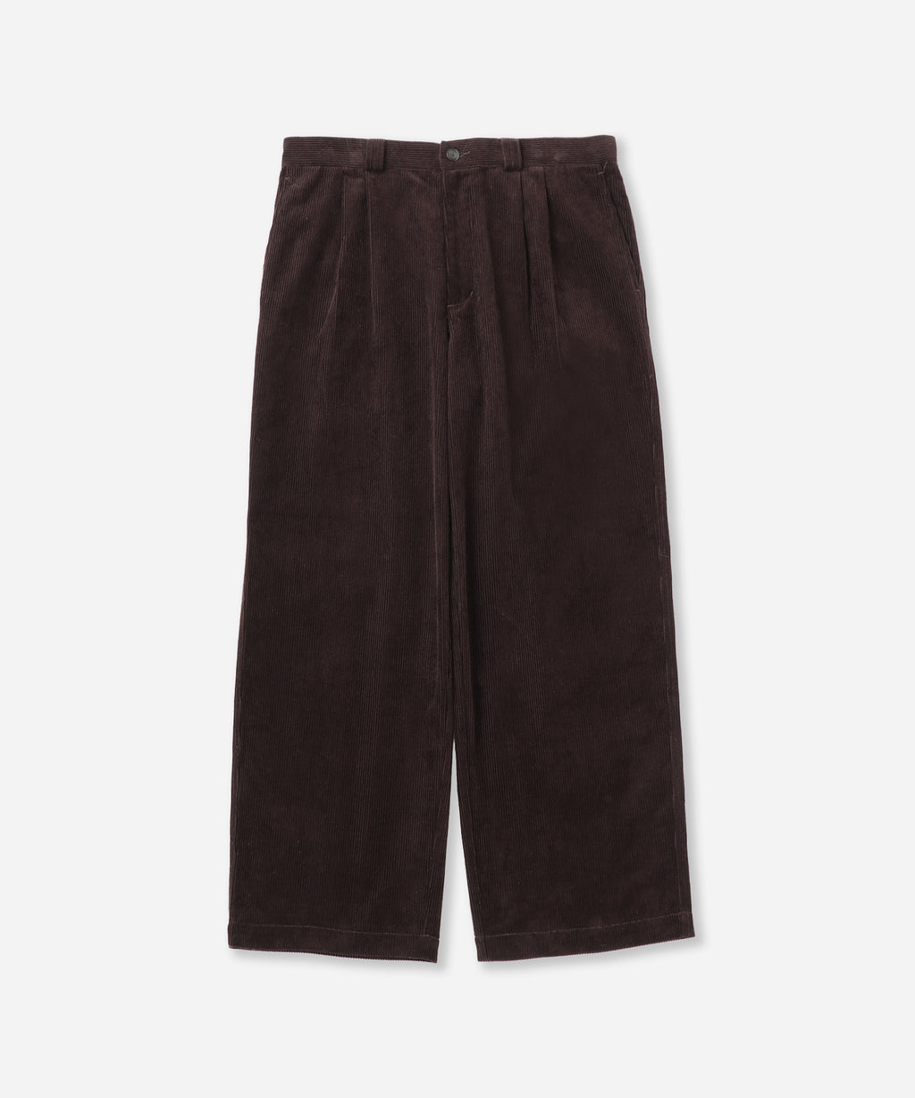 Saturdays NYC George Corduroy Wide Two Tuck Pant in Dark Brown