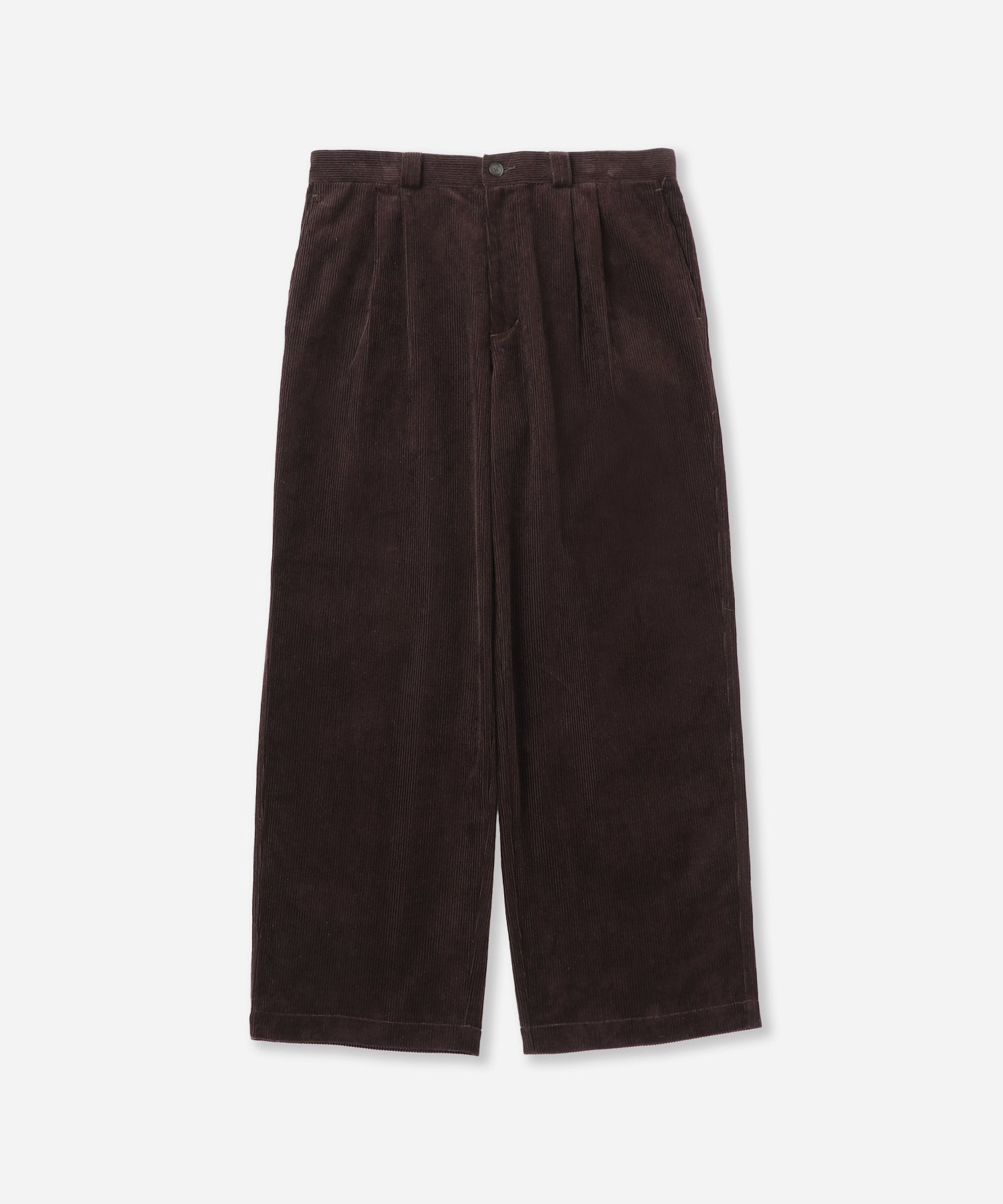 Saturdays NYC George Corduroy Wide Two Tuck Pant in Dark Brown