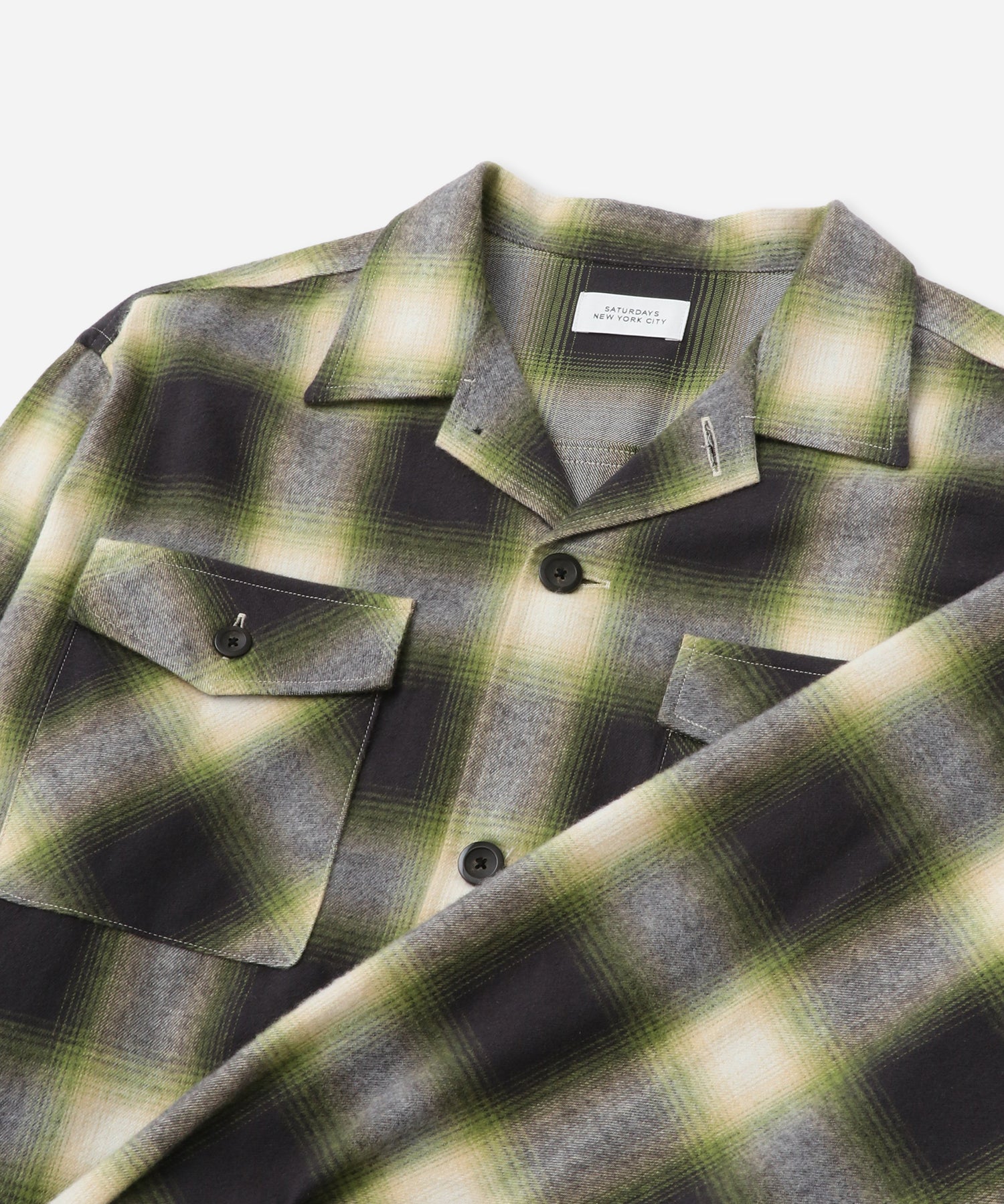 Saturdays NYC Marco Flannel Checked Shirt in Green