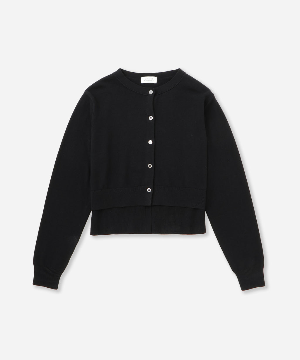 Saturdays NYC Halle Double Layer Cardigan in Black