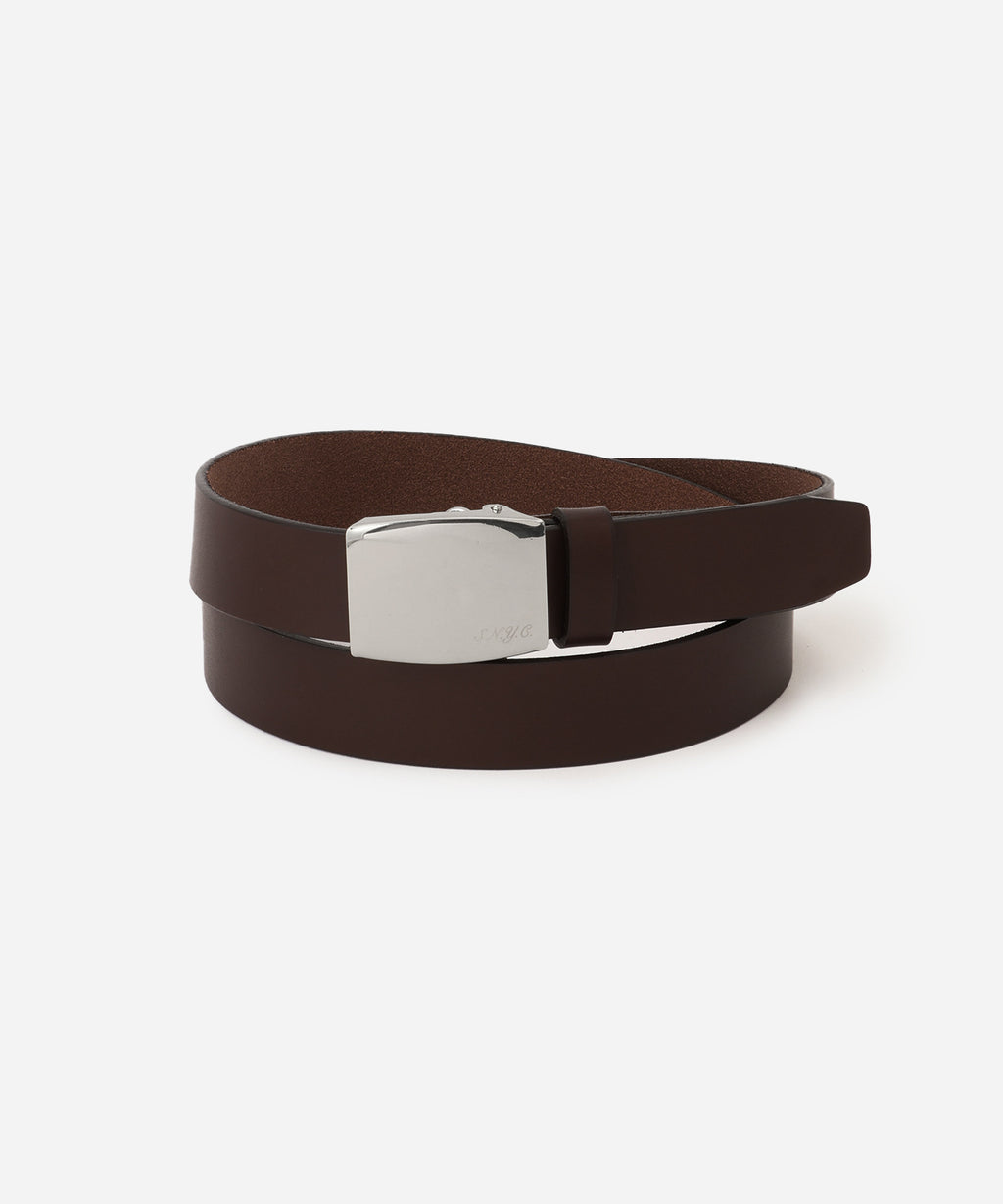 Saturdays NYC Buckle Leather Belt in Dark Brown