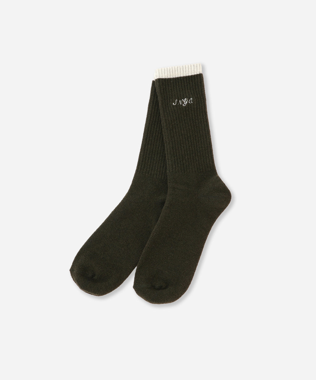 Saturdays NYC SNYC Wool Socks in Olive Green