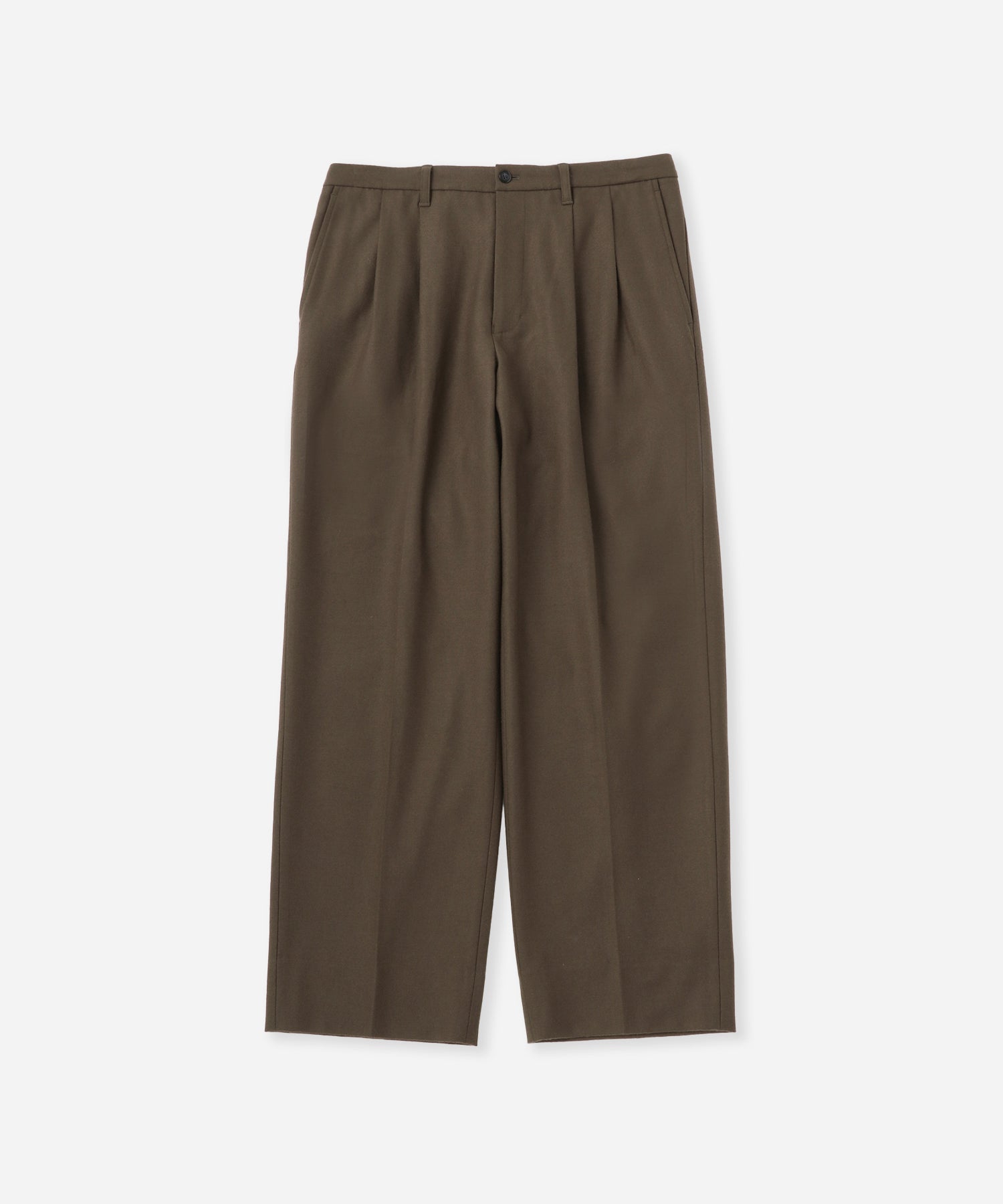 Saturdays NYC George Flannel Two Tuck Pant in Olive Green