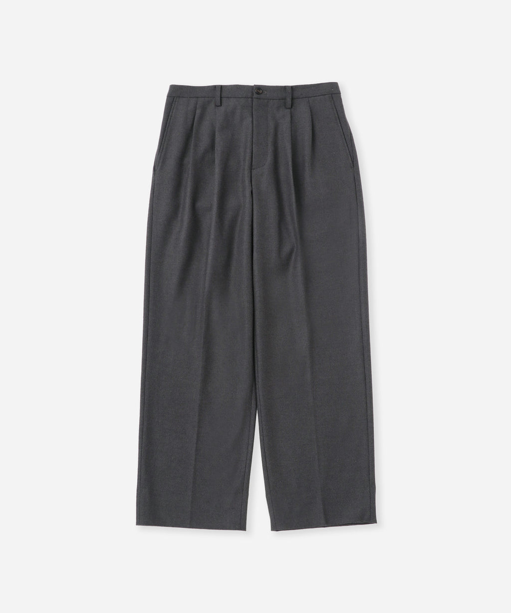Saturdays NYC George Flannel Two Tuck Pant in Charcoal