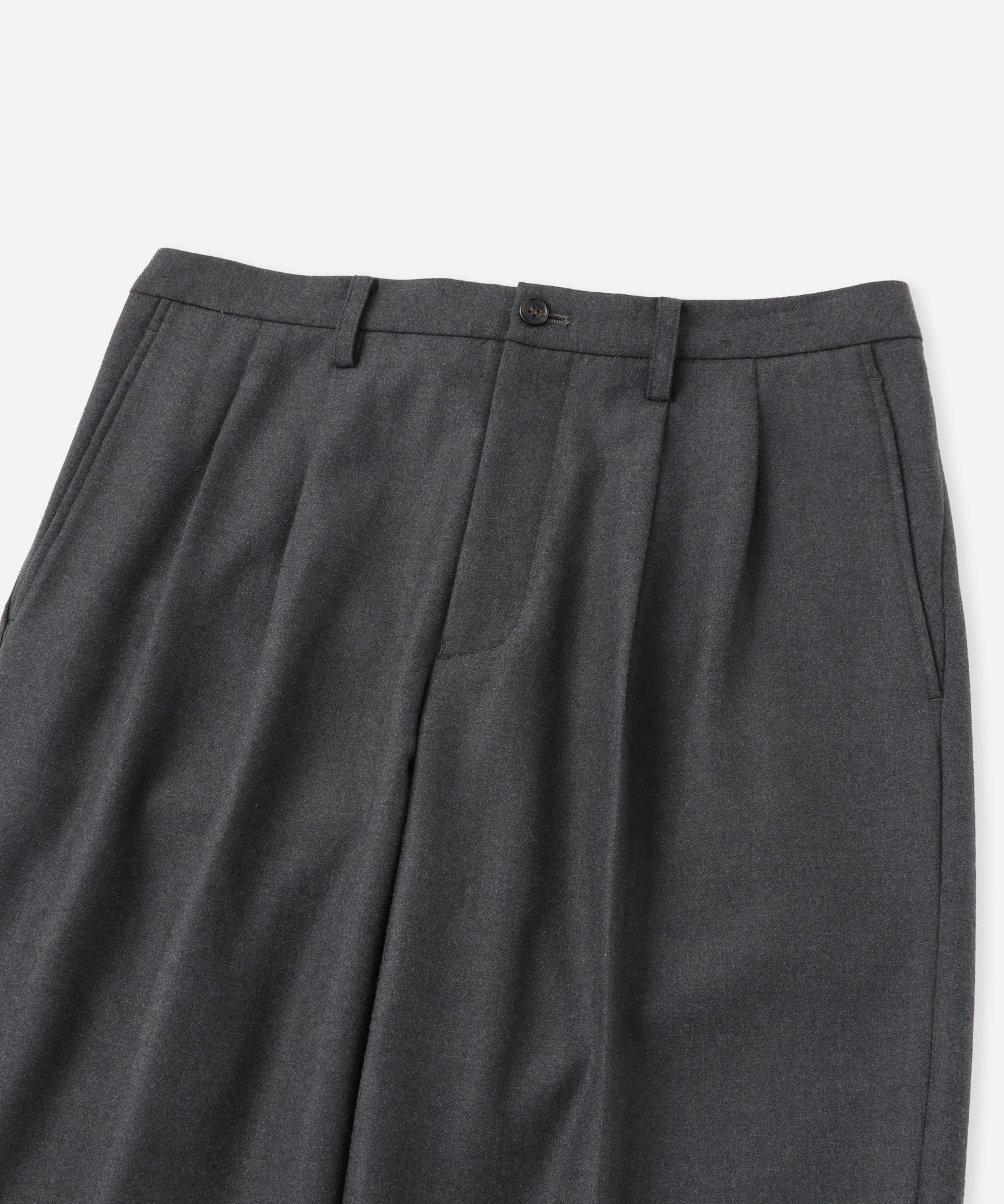 Saturdays NYC George Flannel Two Tuck Pant in Charcoal