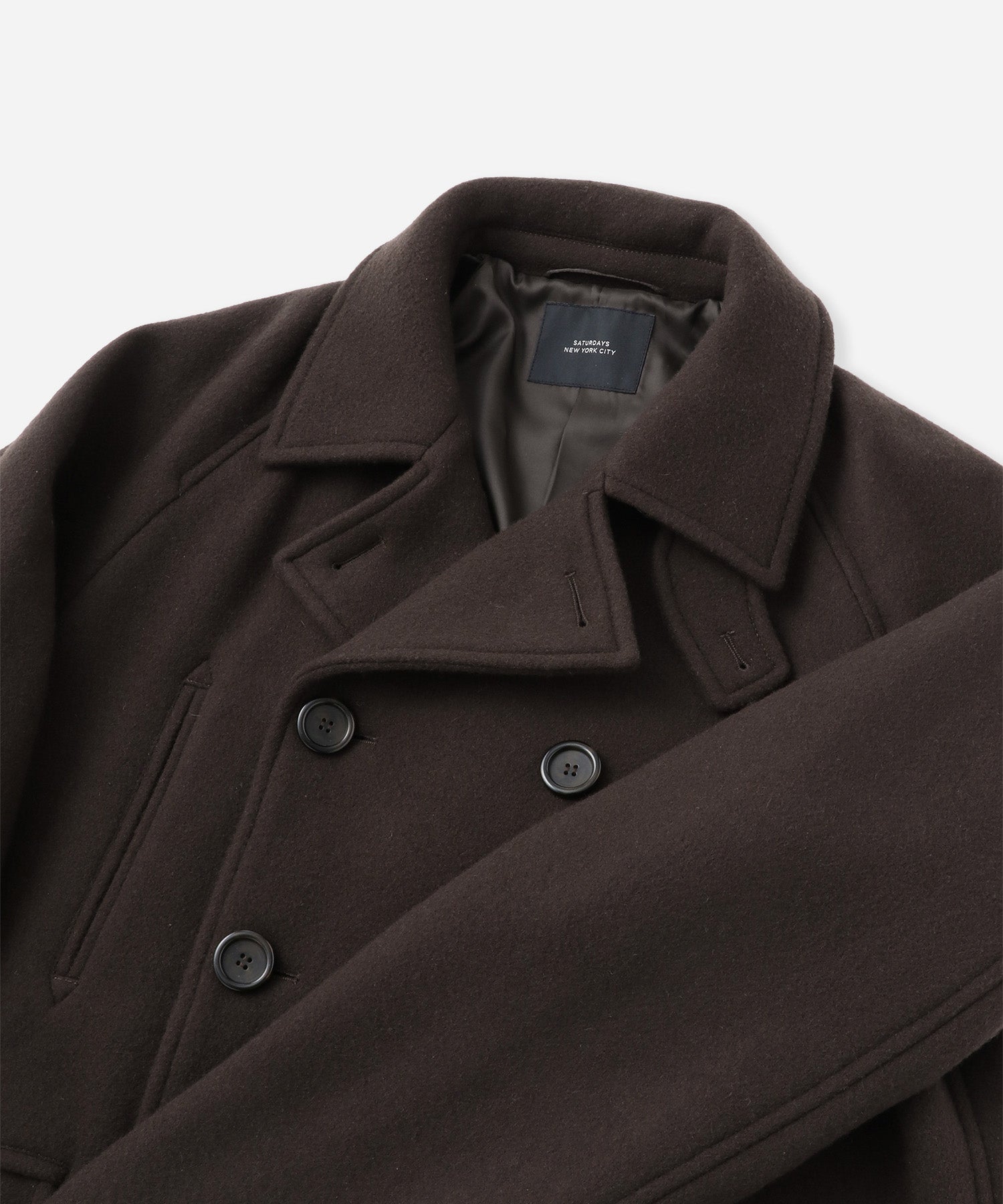 Saturdays NYC Soichi Peacoat in Dark Brown