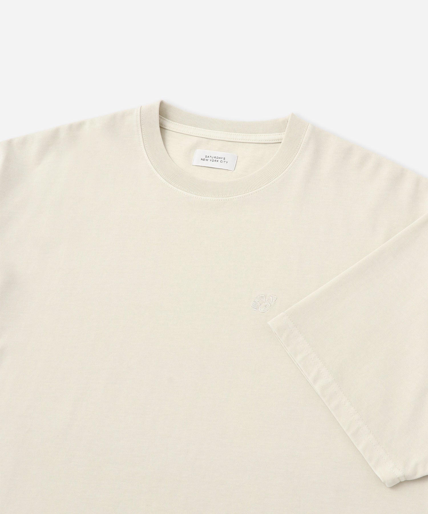 Saturdays NYC SNYC Relaxed Pigment Dyed Short Sleeve Tee in Ivory