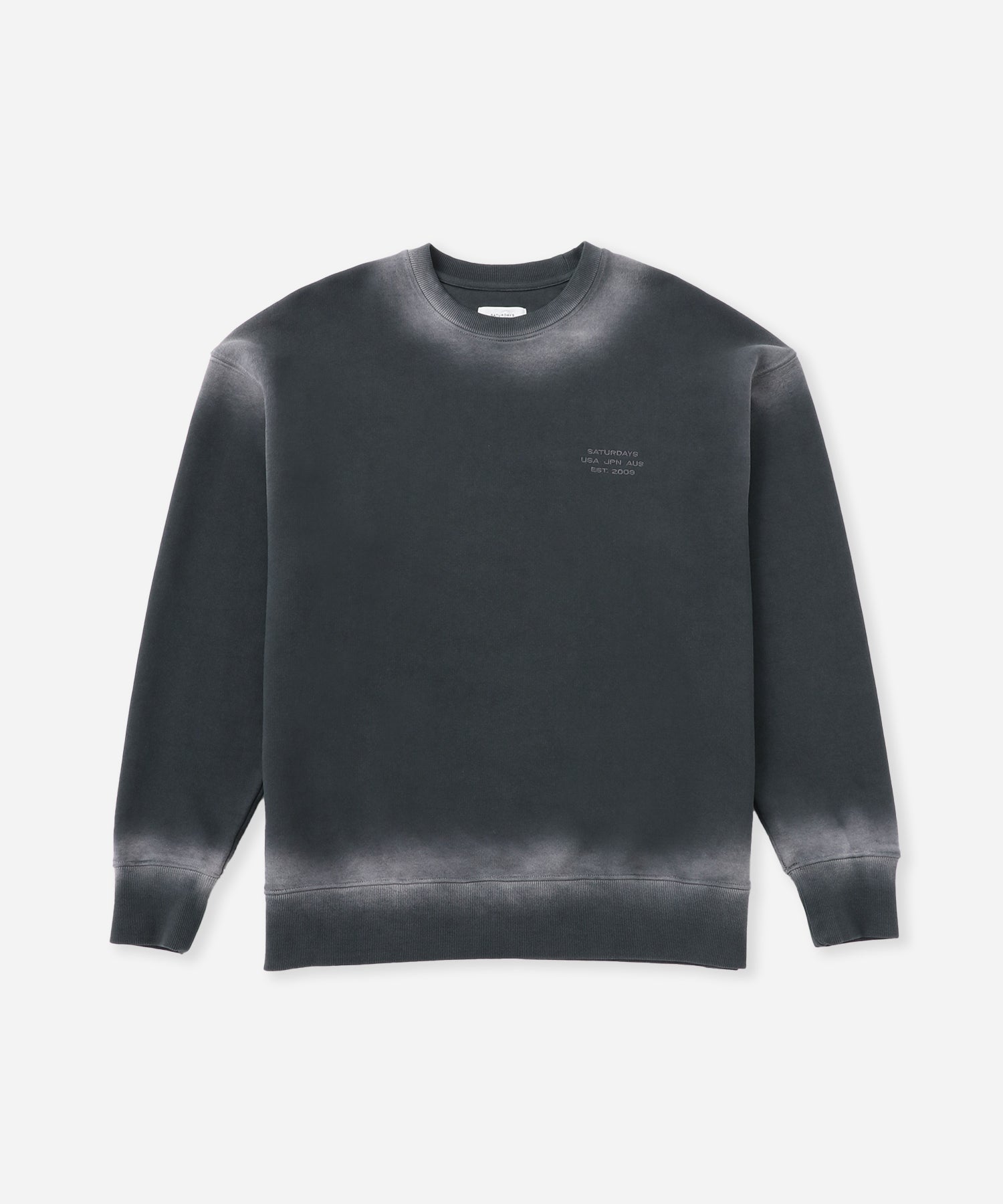 Saturdays NYC Ari Relaxed Faded Dye Sweatshirt in Fade Black