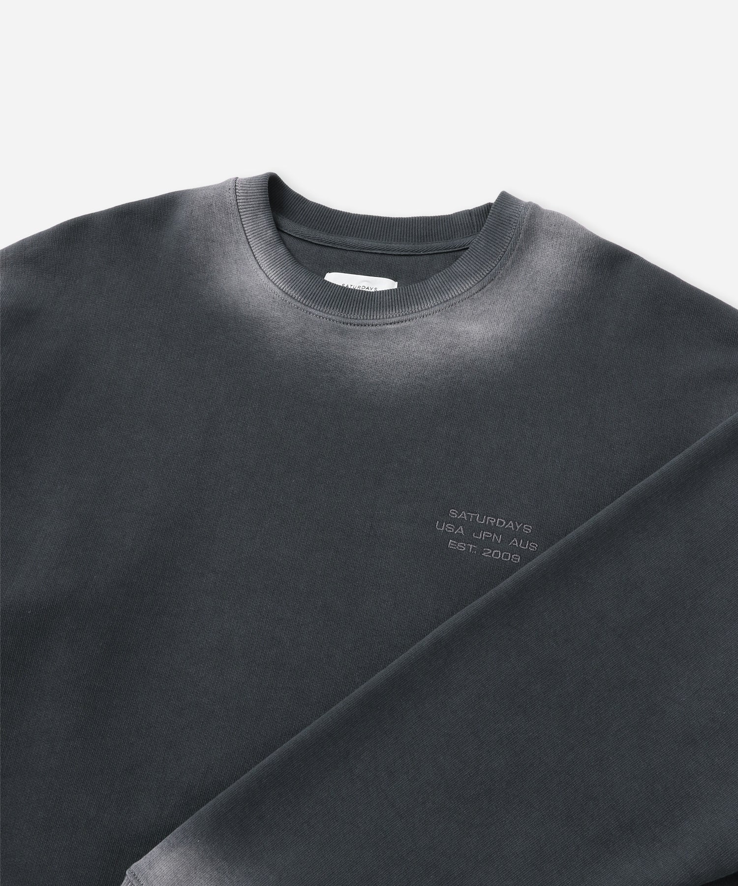 Saturdays NYC Ari Relaxed Faded Dye Sweatshirt in Fade Black